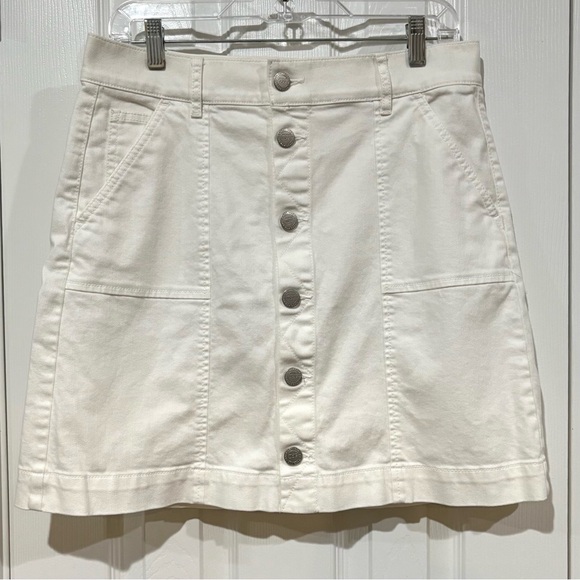 Loft White Denim Jean Mini Skirt Made With Love, Stretch, Size 30/10 - Picture 1 of 11